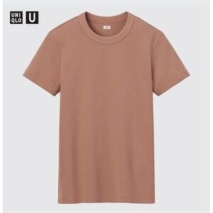 Uniqlo Womens Large Pink Dusty Rose Crew Neck Short-Sleeve T-Shirt 100% Cotton